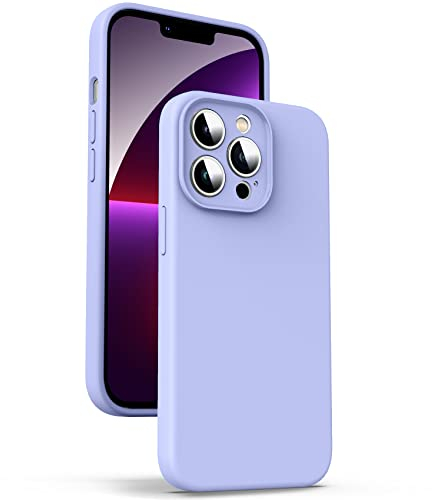 Supdeal Custodia in Silicone Liquido per iPhone 13 Pro, [Protezione Fotocamera] [Anti-Impronta Digitale] [Ricarica Wireless], Cover Case in Microfibra Incorporata, 6,1, Viola