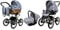 BabyLux Kinderwagen 3in1 mit Autositz für Kleinkinder – Kinderwagen für Neugeborene und Kleinkinder –– Baby Neugeborenen Kinderwagen – 59x105x125cm – Max 15kg – Silver Hearts Silver Frame