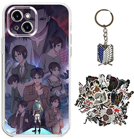 Staremeplz Compatible with iPhone 11 Pro Case Attack -on Titan Anime Design [With Keychain and 50pcs Stickers] Cartoon Transparent Soft Silicona Case for iPhone 11 Pro
