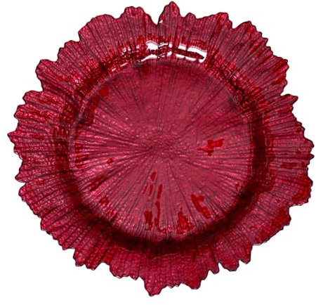 MagiDeal Piatto da Portata Piatto da Servizio Decorativo Vassoio da Portata in Vetro Piatto da Cibo Occidentale Irregolare Pollici per Feste Matrimoni in, Rosso