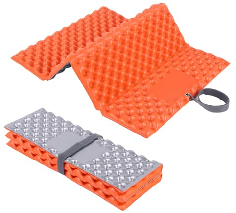 Fadcaer 2 Pieces Folding Foam Mat,Ultralight Hiking Sit Mat,Foam Camping Pad With Egg Nest,IXPE Outdoor Cushion,Durable Stay Warm Waterproof MoistureProof Sitting for Picnic Climbing (Orange)