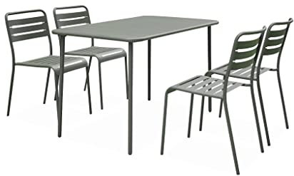 Alice's Garden Metall-Gartentisch + 4 Stühle, Amelia Savanne 120 x 70 cm