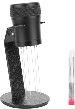 Miawtro Wdt Tool, Coffee Distributor with Stand, Stainless Steel 6 Needles 0.3mm Wdt Tool Espresso, Coffee Accessories, Coffee Distribution Tool with 6 Replacement Needles for Barista, Black