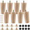 KOHAND 8 Pack Wooden Furniture Leg, 4 Inch /10cm Wooden Sofa Legs with Mounting Plates and Screws, Replacement Chair Legs Wooden Table Legs for Armchairs, Couches, Cabinets