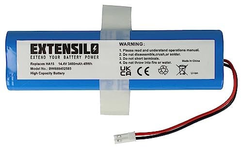 EXTENSILO Akku kompatibel mit Zaco V5x, V3, V40, V5s Pro Saugroboter (3400 mAh, 14,4 V, Li-Ion)