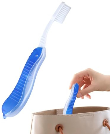Manuelle Reisezahnbürste, faltbare Zahnbürste, manuelles Zähneputzen | integrierter Deckel, tragbare Zahnbürste zum Reinigen der Zähne für Camping, Urlaub, Geschäftsreisen, kurze Reisen