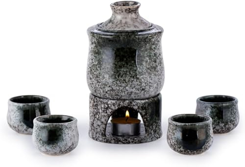 Japanisches Sake-Set aus Keramik, Vintage-Keramik-Sake-Topf, Sake-Becher, Sake-Flasche, Sake-Wärmer, Sake-Wärmer, heißer Sake-Topf, japanischer Sake-Topf, Sake-Tassen