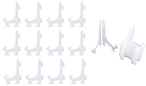 rieder 12Pcs 3 Inch Plastic Easels Or Plate Holders Display Dinner Plate (Transparent) & 12Pcs/Set Clear Plastic Easels Plate Holders Display Dish Rack Picture Frame