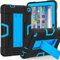 SharkProten Case for Amazon fire 7 & 7 kids, Heavy Duty Rugged Protective Cover with Stand Hand, Shockproof Anti-Scratch Tablet Case, Black+Blue