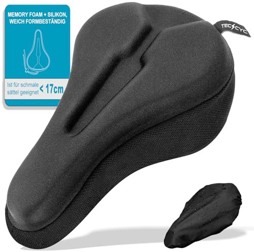 TECHCYC Fahrradsitzkissen aus Bequemem Memory-Schaum und Silikon, Fahrradsitzbezug Verbesserte Antirutschfunkti, für Damen und Herren mit Ergonomischem, Kompatibel mit schmalen Sätteln (YG52)