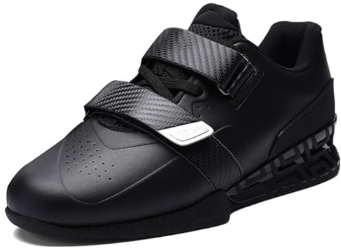 NGARY Herren Gewichtheberschuhe, Powerlifting Bodybuilding Kniebeugenschuhe Squat-Schuhe Training Schuhe Gym Fürs Fitnessstudio,Schwarz,42 EU