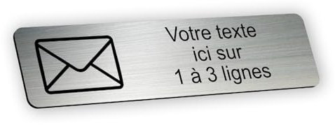 Plaque gravée personnalisée autocollante pour boîte aux letttres - motif courrier - alu brossé -format 10x2,5 cm