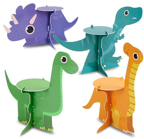 HOMEZZO Dinosaurier-Cupcake-Ständer-Set, 4 Stück Dinosaurier-Cupcake-Halter für Dinosaurier-Geburtstagsparty-Dekorationen, Schulveranstaltungen, Babypartys