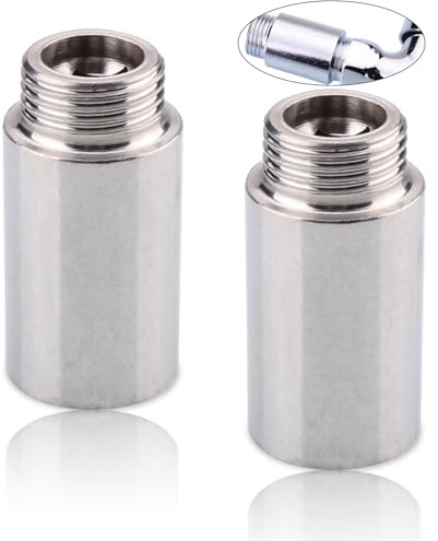 2 Stück Hahnverlängerung Edelstahl 1/2 Zoll x 50 mm, AG 1/2 X IG 1/2 | 50MM Edelstahl Verlängerung Fitting, DN15 Gewindeverlängerung, Wasserhahn Verlängerung für Wasserhähne Eckventile Duschköpfe