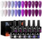 MSRUIOO Lila UV Nagellack Gel Nagellack Set 12 Farben Nude Dunkelviolett Glitzer Gel Kit Soak-Off UV/LED Shellac DIY Nail Art Geschenke Set