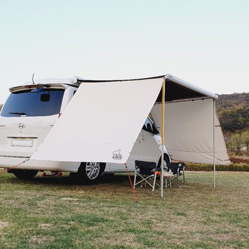 AIRIS - Pared lateral para toldo, eficaz protección solar y repelente al agua, compatible con Fiamma & Thule, instalación rápida de 3 minutos, juego de 2 (toldo de 2,6 m, producto especial)