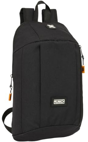 safta München Lagoon Mini-Rucksack für den täglichen Gebrauch, ideal für Kinder verschiedener Altersgruppen, bequem und vielseitig, Qualität und Widerstandsfähigkeit, 22 x 10 x 39 cm, Schwarz, M,