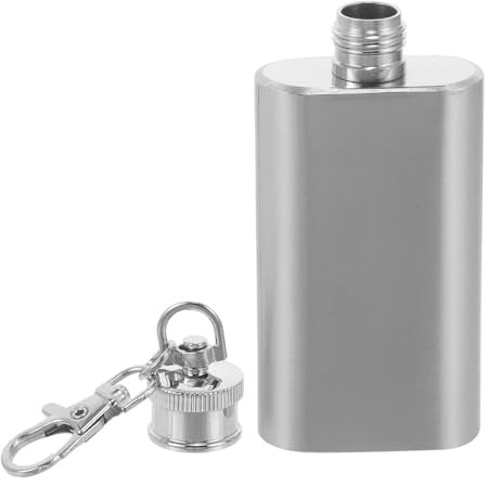 MOLUCKFU Stainless Steel Hip Flask 2 Ounces 56ml Portable Pocket Whiskey Bottle with Flat Lid Keychain for Men and Women Outdoor Bar Party Drinking