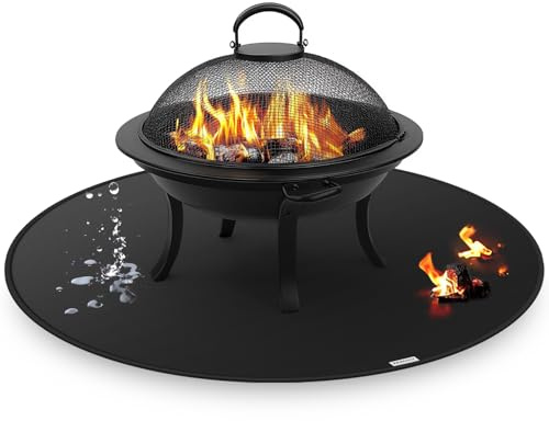 Tappetino Per Braciere Per Falò Singolo, Coperta Rotonda Sotto la griglia per griglia esterna, tappetino ignifugo, a prova di olio, impermeabile, accessori per barbecue(95 cm)