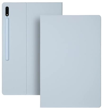 Funda tipo libro con función atril for Samsung Galaxy Tab S9, S8 y S7 Plus de 12,4 pulgadas, función de encendido y apagado automático, con soporte for bolígrafo.(Pale blue,Tab S9 Plus 12.4)