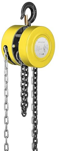 SPECSTAR Paranco a Mano 1250KG Capacità 3m con 2 Ganci per Carichi Pesanti Catena Manuale per Magazzino Edifici Macchine Automobilistiche