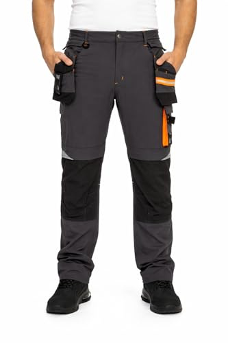 BWOLF Vector Pantalon De Travail pour Homme – Short De Travail Robuste Et Flexible 90% Nylon 10% Élasthanne – Léger, Extensible, Multipoches, Gris, M
