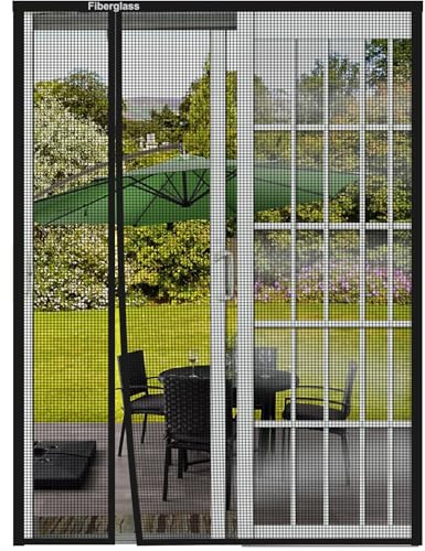 Risareyi Tenda Zanzariera Magnetica Apertura Laterale 125x220cm, Nero | Vetroresina Rete Molto Resistente, Reversibile Zanzariera Porta Finestra per Balcone, Chiusura Automatica, 4cm Nastro Adesivo