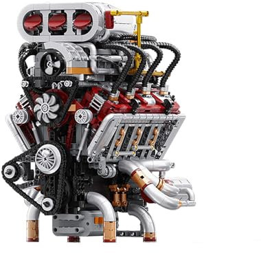 muuchuu Technik V8 - Kit di montaggio motore per adulti con motore, motore V8, motore a pistone, MOC fai da te STEM hobby, giocattoli regali per bambini e ragazzi (2347 pezzi)