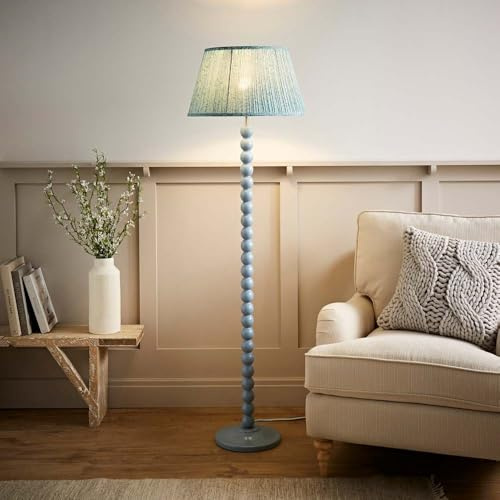 ValueLights | Bobbins Pastel Blue Floor Lamp with Leaf Pleated Shade and Bulb | Floor Lamps, Home Décor & Improvement Essential