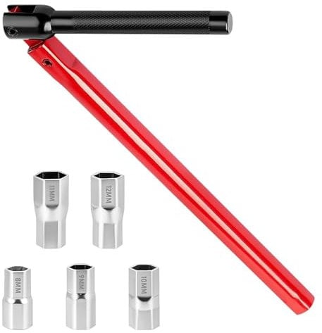 Adjustable Tap Spanner Set, 8-13mm Adjustable Tap-Nut Spanner, 1 Wrench and 5 Nut Sockets, Basin Wrench for Sink Tap Installation and Removal, Monoblock Tap Spanner Set for Bathroom, Kitchen, Plumbing