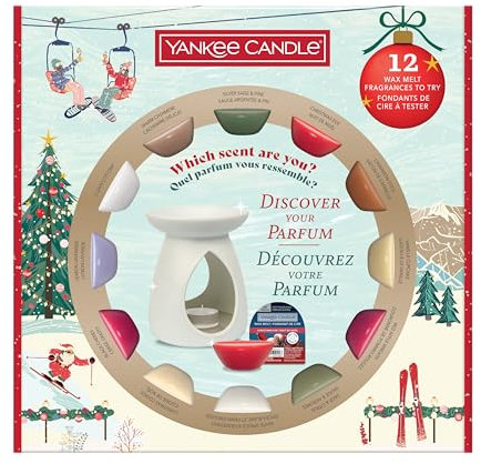 Yankee Candle Coffret cadeau de bougies parfumées | 12 bougies parfumées, 1 brûle-parfum et 1 bougie chauffe-plat non parfumée | Collection Après-ski | Cadeau de Noël idéal pour les femmes