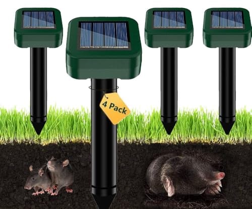 Solar Maulwurfschreck, Maulwurf vertreiber,Um wühlmäuse zu vertreiben 4 Stück,Ultraschall Maulwurfschreck für Vertreiben Wühlmäuse,wühlmäuse vertreiben,Maulwürfe