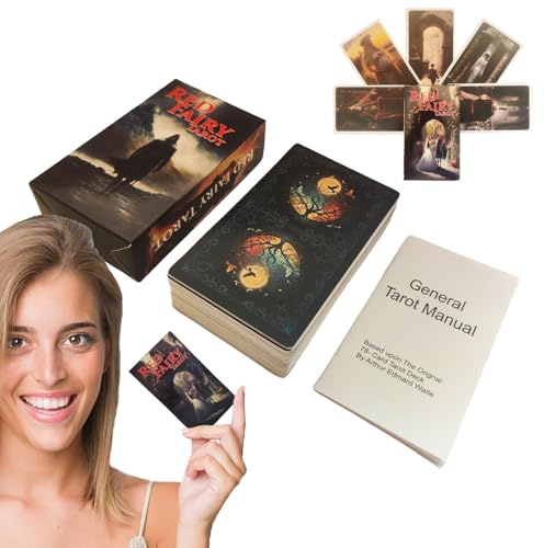 Tarot Deck - Red Fairy Tarot -Karten, Wahrsager Wahrsagend) Brettspiel, Standard -englische Version, Hochwertige Gedruckte Karten, Detaillierte Illustrationen Für Unterhaltung Und Schicksalanleitung