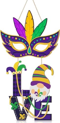 HPNIUB Karneval Maske Love Lila Wandhanger Party Festival Bunt Deko