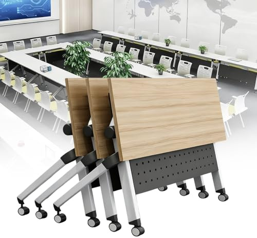 2-teiliger Konferenztisch, klappbare Besprechungstische mit Klappplatte, rollbarer Besprechungstisch mit Rollen, tragbarer Computertisch, moderner rechteckiger Schulungstisch(A,120*60*75cm)