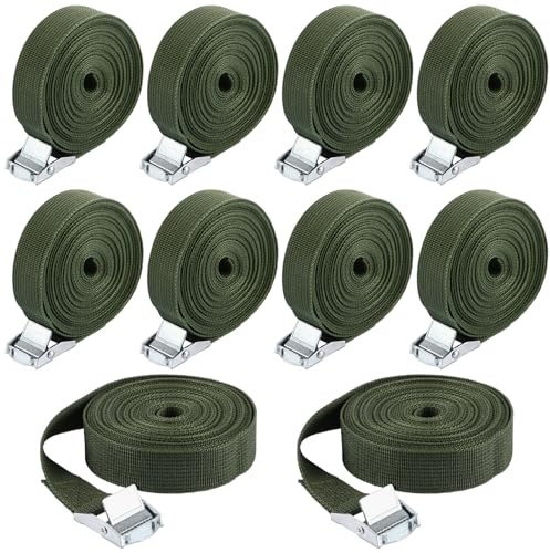 MUXHEL Lot de 10 sangles d'arrimage réglables de 5 m, 25 mm de large, avec boucle de serrage, sangle de fixation pour porte-vélos, jusqu'à 600 lbs pour voiture, vélo, moto, bagages, camping