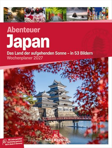 Japan Wochenplaner Kalender 2027 | Das Land der aufgehenden Sonne | Eindrucksvoller Reise-Wochenkalender im Hochformat (25x33 cm) | Rätsel & Sudokus