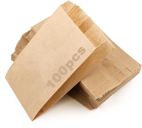 RUBY 100x Papiertüten Klein Braun 9x15 cm – Kraftpapier Tüten, Süßigkeitentüten Butterbrottüten, Geschenktüten für Adventskalender Hochzeit Geburtstag & DIY