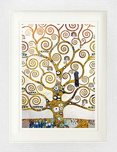 1art1 Gustav Klimt Poster l'arbre De Vie (Détail) Affiche Encadrée avec Passe-Partout Élégant | Images Murales | dans Un Cadre Photo 40x30 cm