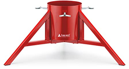 Tree Nest Christmas Tree Stand Base Tree Holder Modern Design for 8.5ft Real Trees Steel Stable for Xmas Tree Decoration Geometric (Medium, Red)