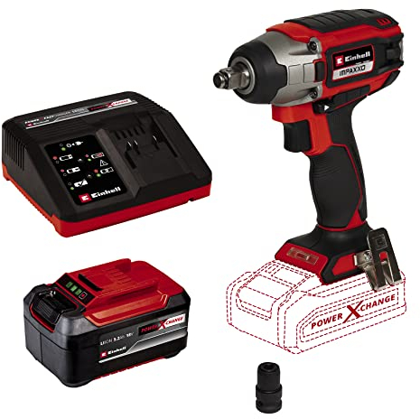 Einhell Akku-Schlagschrauber IMPAXXO 18/230 Kit Power X-Change (Li-Ion, 18 V, 230 Nm, Bürstenloser Motor, inkl. 5,2 Ah Akku und Fastcharger)