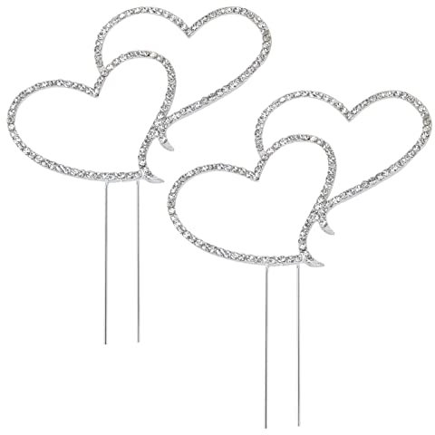 Eterspr 2 Stück Tortenaufsatz, Double Love Herzform Hochzeitstorte Dekoration, Hochzeit Cake Topper, Gut für Hochzeitstortendekoration, Hochzeitsfeier