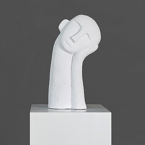Cutfouwe Denker Skulptur Deko Dekofigur Abstrakter Kunst Keramik Statue Dekoration Moderne Wohnzimmer Schlafzimmer Büro Regal Schreibtisch Dekorationen Home Decor Geschenk,Weiß