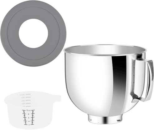 Rührschüssel aus Edelstahl, mit Deckel, kompatibel mit Kitchenaid Artisan&Classic Serie 4,5–5QT Kippkopf-Mixer, Mischschüssel-Abdeckung, um ein Verschütten von Zutaten zu verhindern