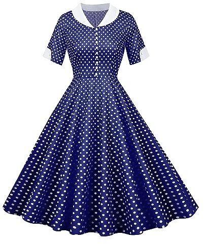 Robe Vintage Femme Année 40, Chic Et Élégant Chemise 1950s Plissé Swing Cérémonie Jupe A-Line Rose Cocktail Danse Retour Au Genou