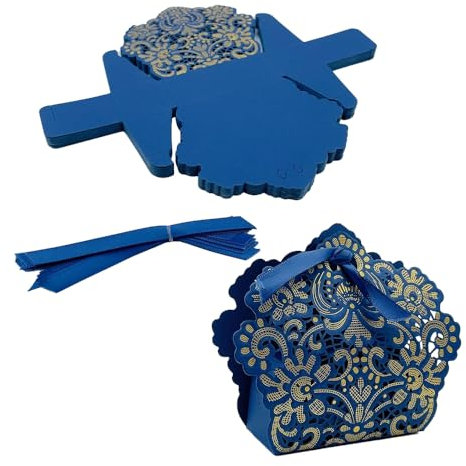 ONEBO 25 Stück Süßigkeit Kästen,Weihnachten Geschenkboxen,Confetti Geschenkbox,Gastgeschenke Hochzeit Süßigkeiten Kasten,für Hochzeit Geburtstag Weihnachten(Marineblau)