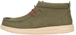 HEYDUDE Wally Mid Waxed Canvas - Scarpe Uomo Slip-On Stivaletti, Olive, 45