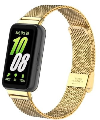 nuosiweilang Bracelet Compatible avec Samsung Galaxy Fit3 Strap Métal Acier Inoxydable Bracelet de Remplacement Accessoires pour Galaxy Fit 3 SM-R390 Doré