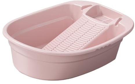 Milageto Waschbrettbecken Haushaltsbecken Rutschfeste Waschwanne mit Waschbrett Waschzuber Waschbrettbecken für Socken Wäsche T-Shirts Blusen, ROSA