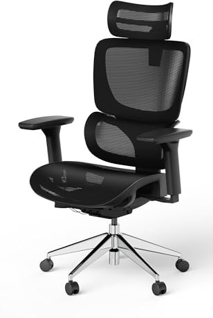 Ergolutions® Bürodrehstuhl Senta FX Mesh - ergonomischer Büro-Gamingstuhl, verstellbare 3D Kopfstütze, Mesh-Gewebe, atmungsaktiv, für große Personen, 7 Jahre Garantie, BIFMA Zertifiziert